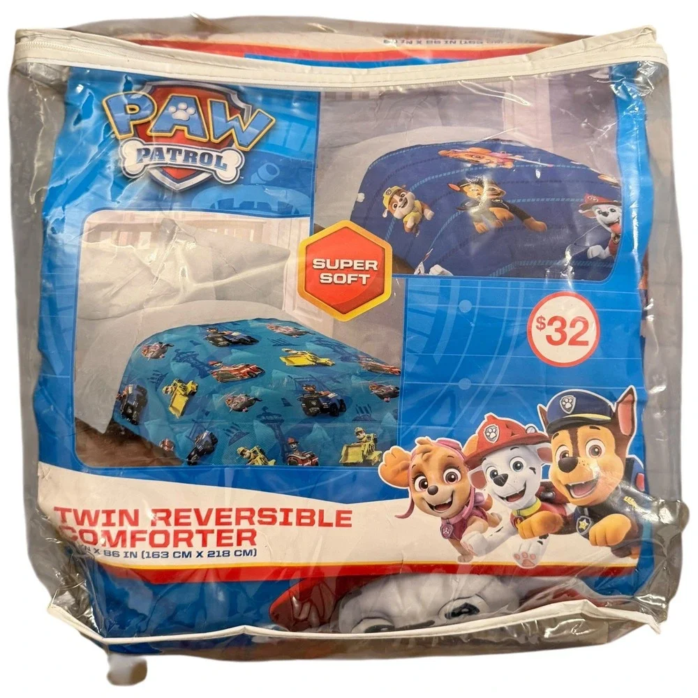 Paw‎ Patrol Twin Reversible Comforter Blue Super Soft Kids Bedding